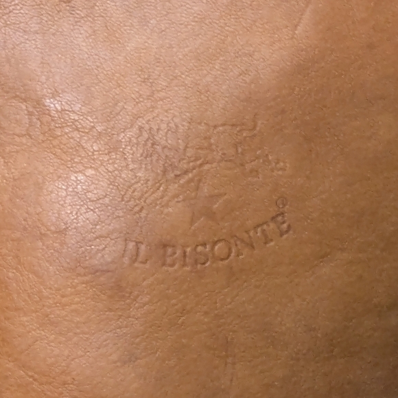 VTG IL Bisonte tan italian leather binocular crossbody purse 1980s - Picture 2 of 7